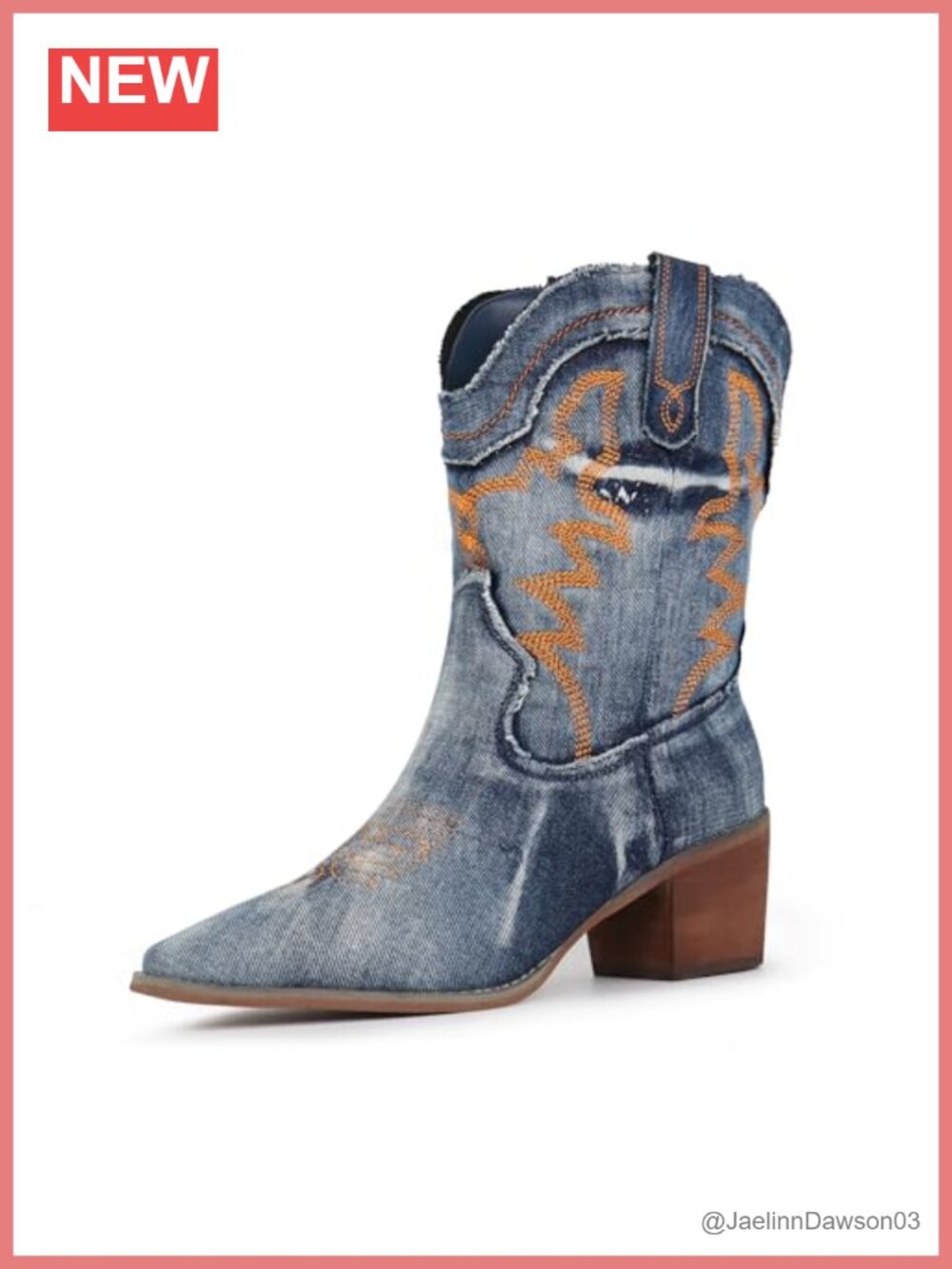 Hawkwell Women's Cowboy Western Boots Embroidered Ankle Booties